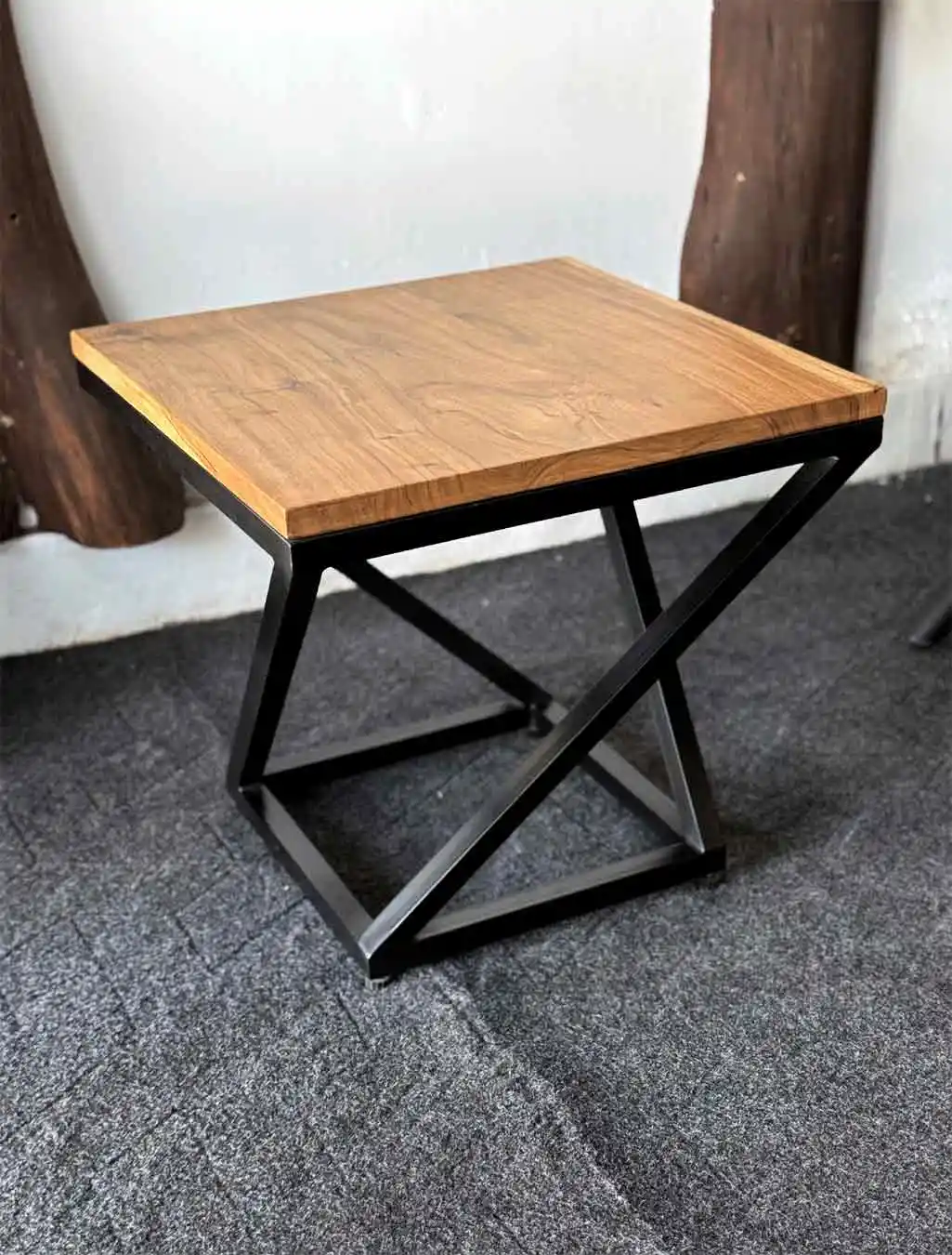 Solid Acacia Wood Center Table – Z Shape Legs