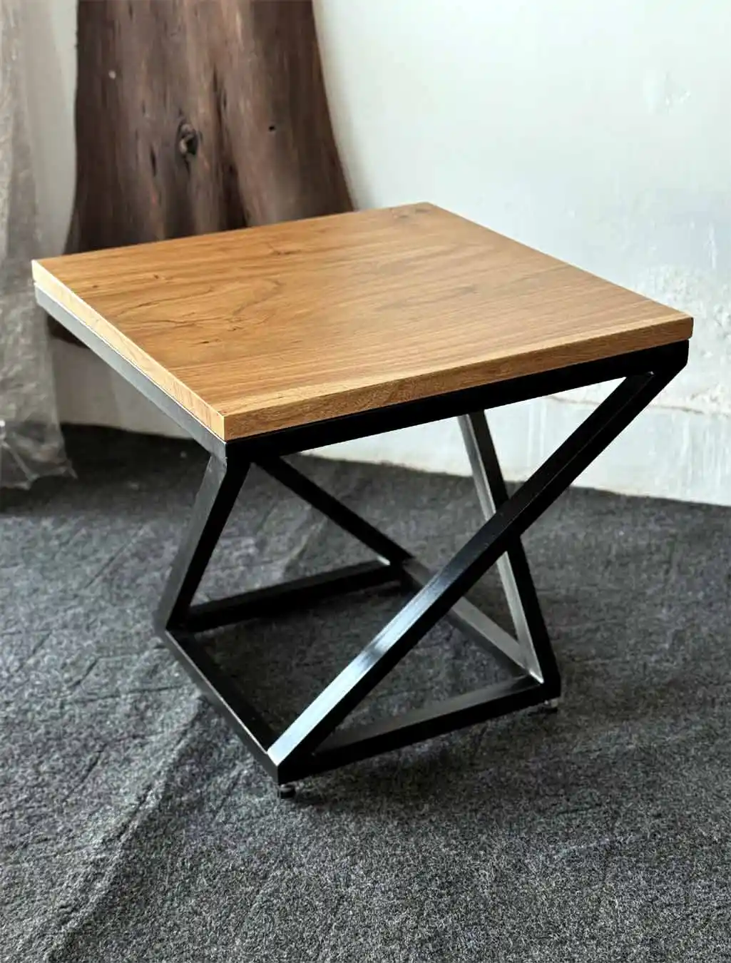 Solid Acacia Wooden Square Shape Center Table – Z Shape Legs - Image 4