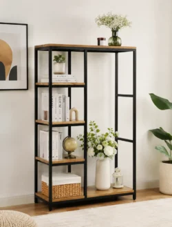 artisanal-solid-acacia-wood-metal-bookshelf-150cm