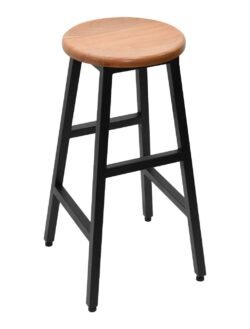 Solid-Acacia-Wood-Round-Stool-with-Metal-Pipe-Leg