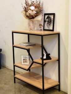 Solid-wood-console-table-bookshelf-design