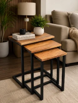 U Shape Nesting Table 3pcs Set | Solid Wood Nesting Tables Price in Pakistan