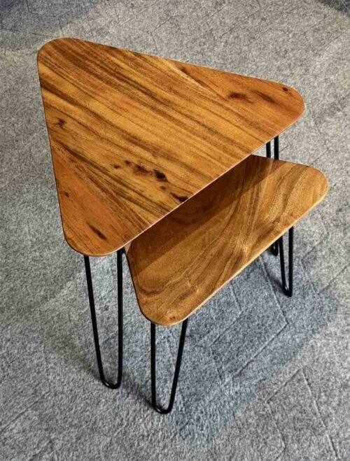 Sculptural Design Triangle Shape Nesting Tables 2Pcs