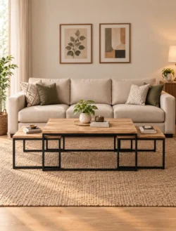 Premium Solid Acacia Wood Live Edge Center Table Design