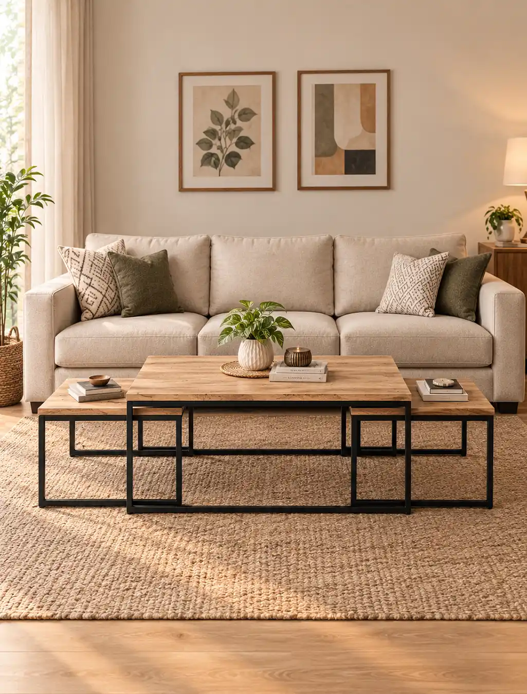 Premium Solid Acacia Wood Live Edge Center Table Design