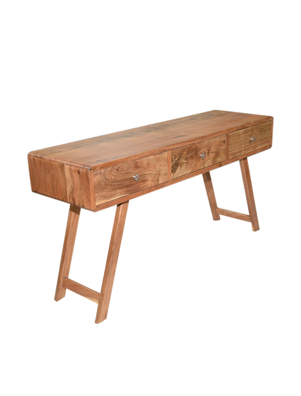 3-Drawer Solid Wood Acacia Console Table | Handcrafted (58.5") - Image 4