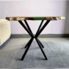 Green Epoxy live edge dining table