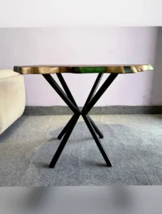 Green Epoxy live edge dining table
