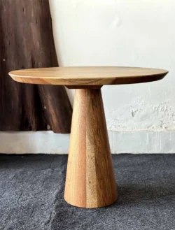 Trendy Round Solid Wood Center Table with Cone Shape Legs
