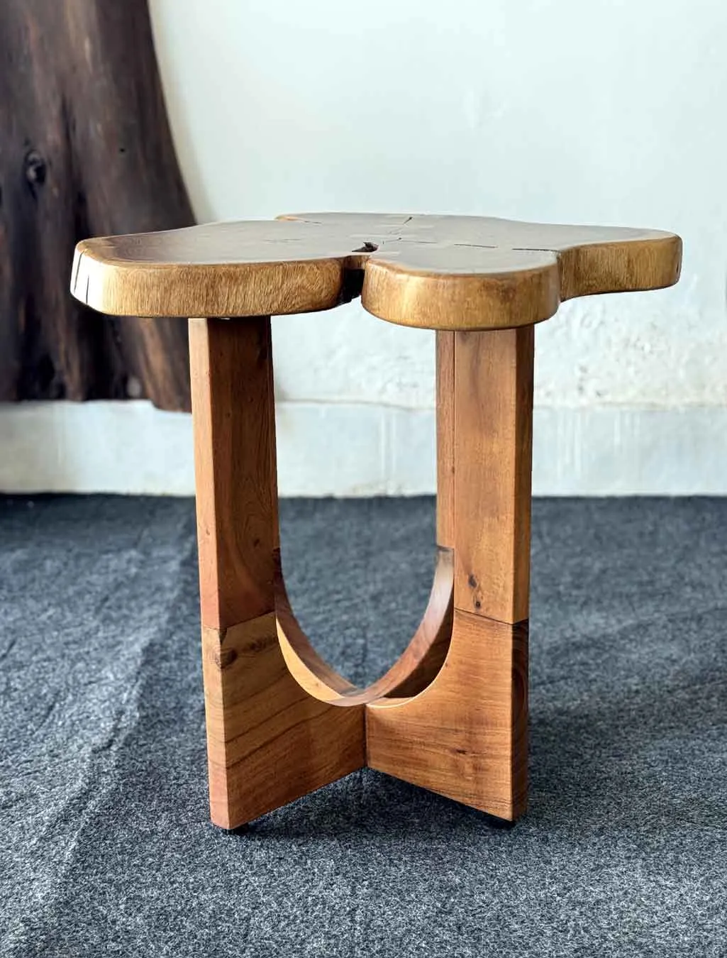 Unique round live edge wood coffee table