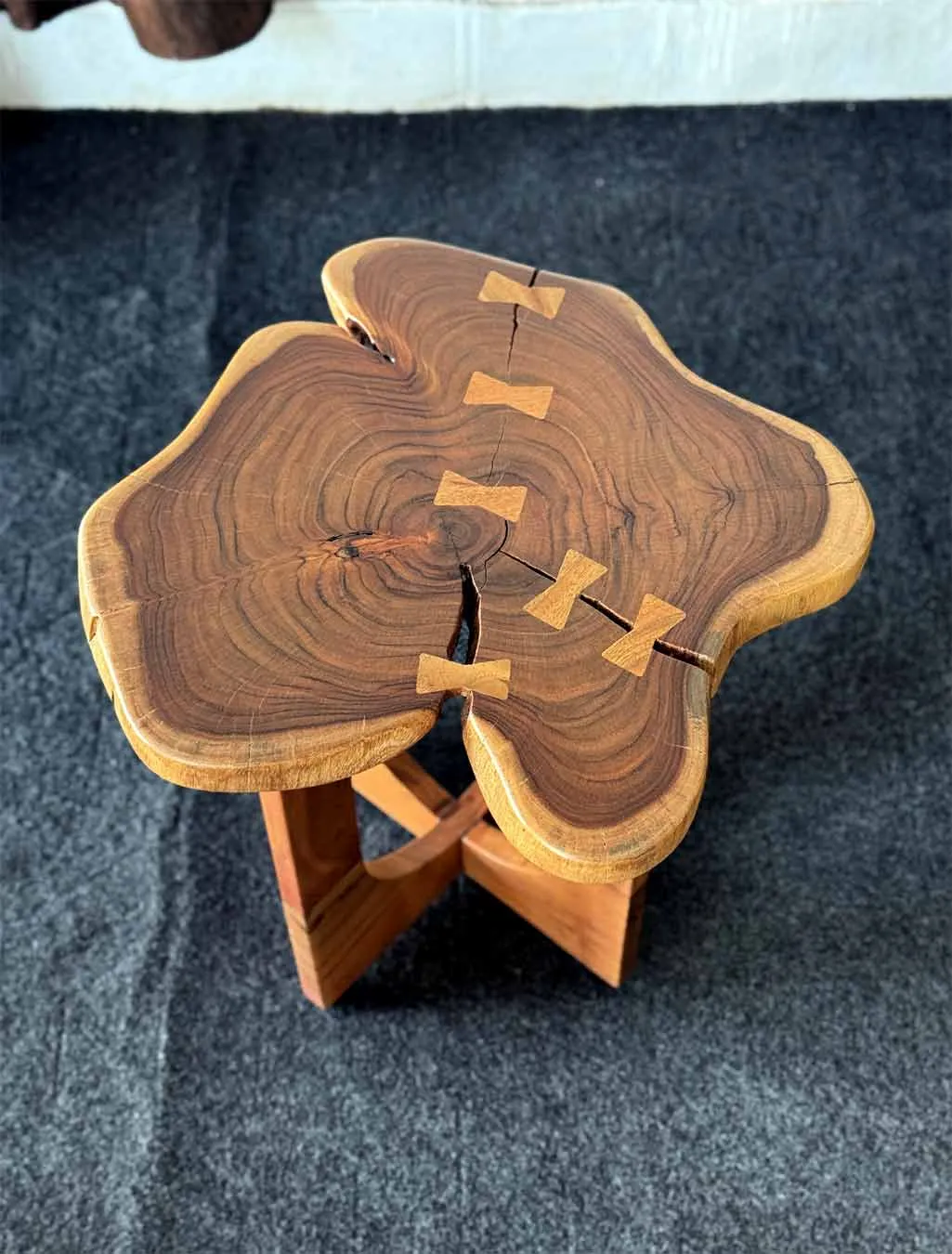 Unique Round Live Edge Center Table in Solid Acacia Wood - Image 2