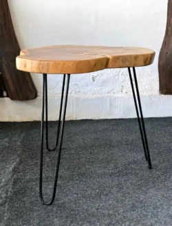 modern live edge center table with hairpin legs