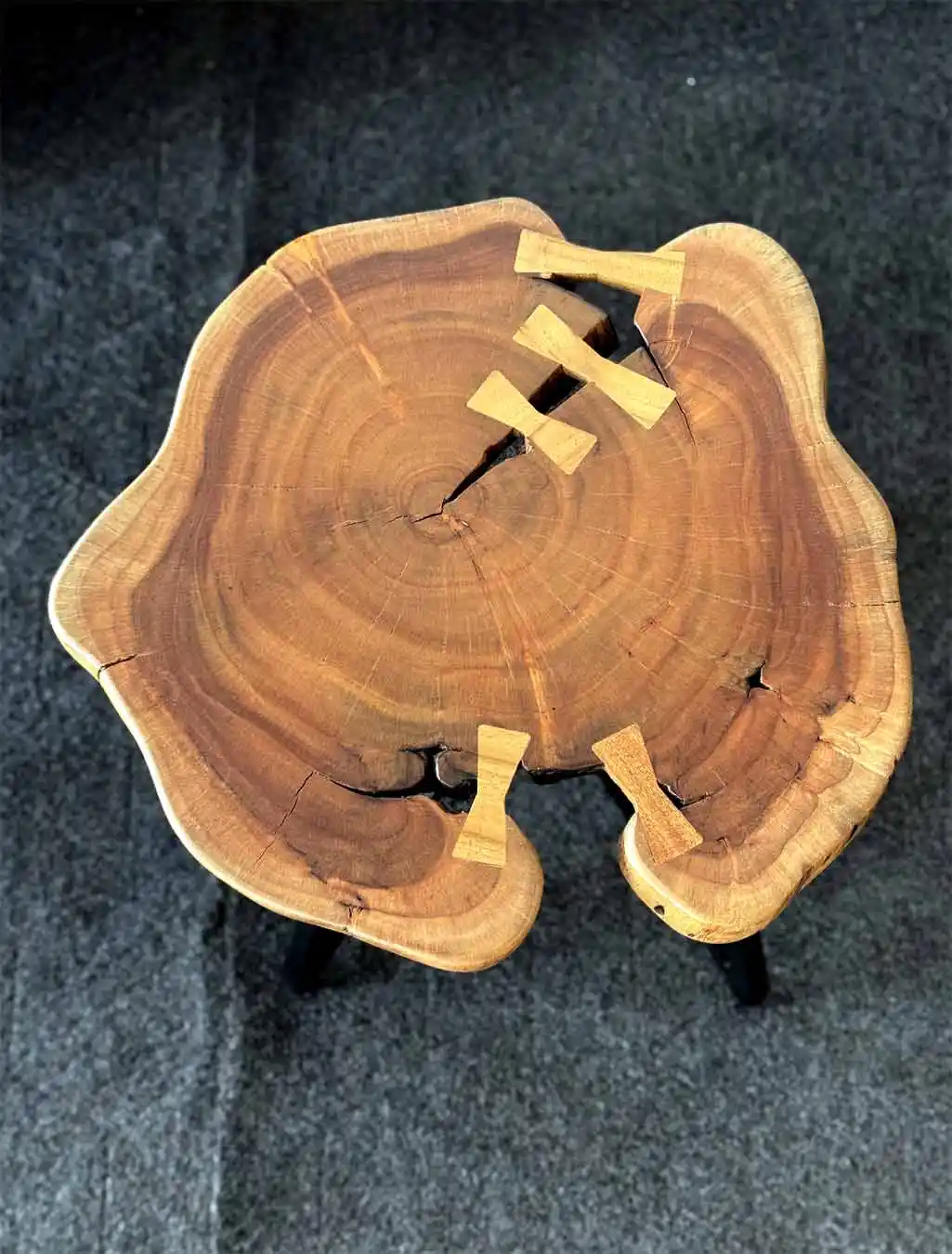 natural wood table, butterfly legs