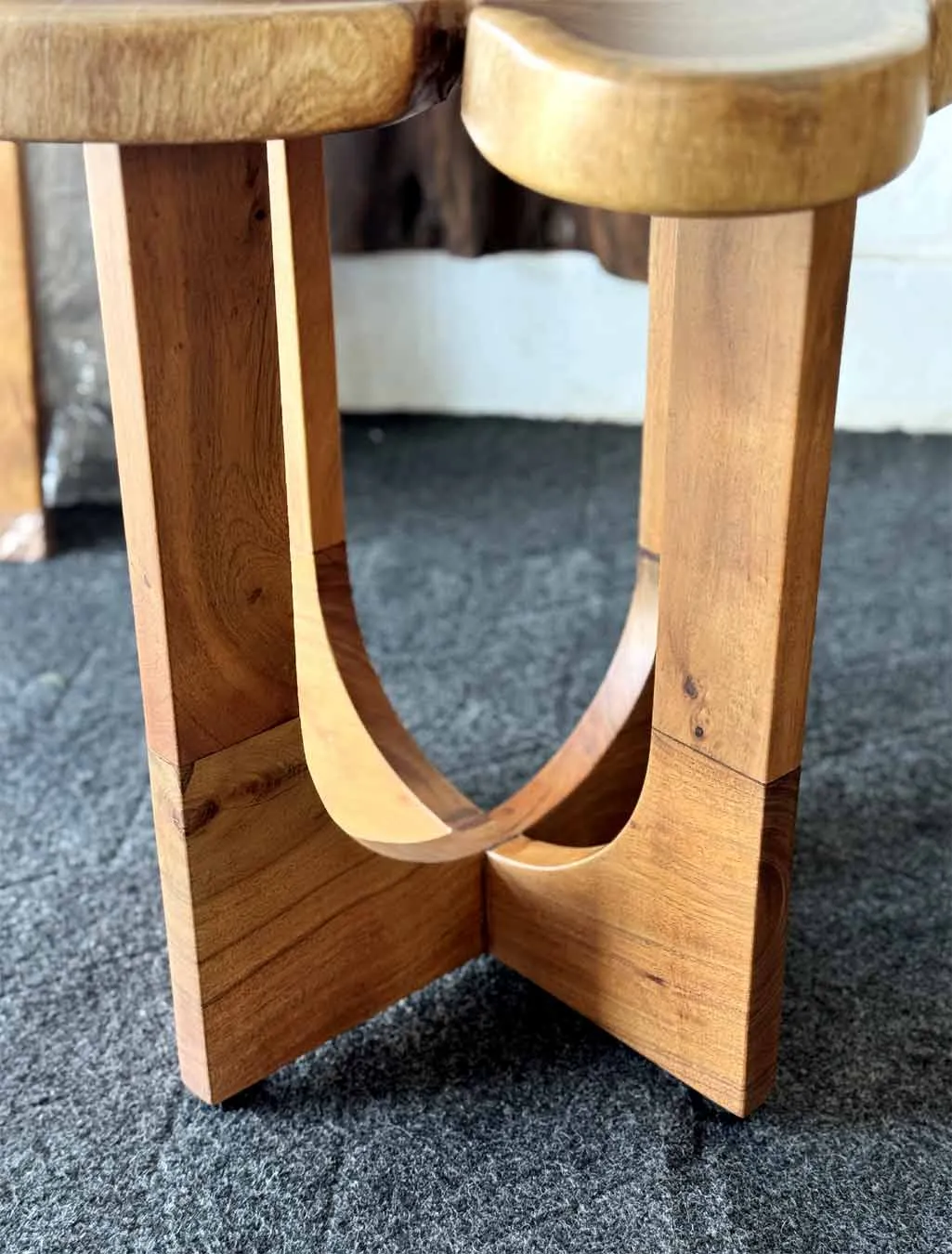 round live edge shape wooden center table