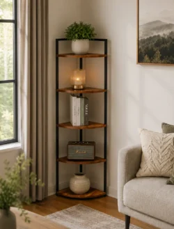 Elite 154cm Solid Acacia Wood & Metal Corner Stand