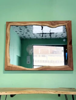 Geometric Solid Acacia Square Mirror