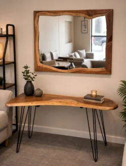 Live Edge Solid Wood Wall Mirror | Natural Wooden Frame Mirror Pakistan