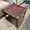 Solid Acacia Wood Piri Cotton Sitting Stool with Wood Legs