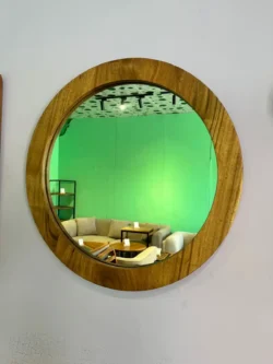 Zen Round Acacia Wood Mirror