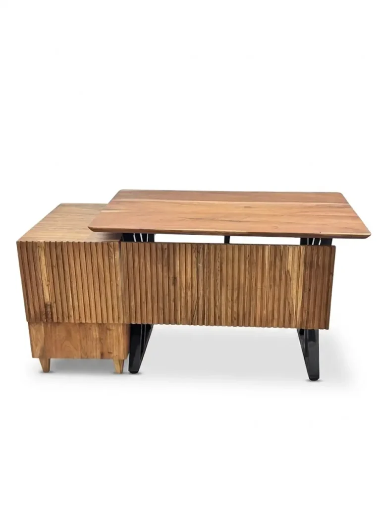 Solid Acacia Wood Office Table with Drawers
