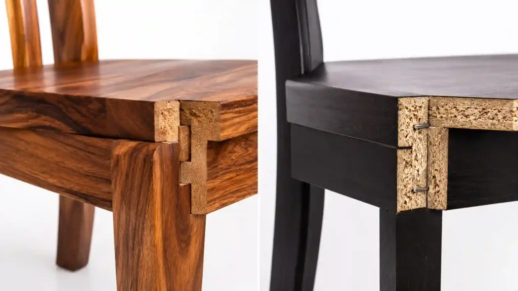 comparison showing two dining chair cross-sections