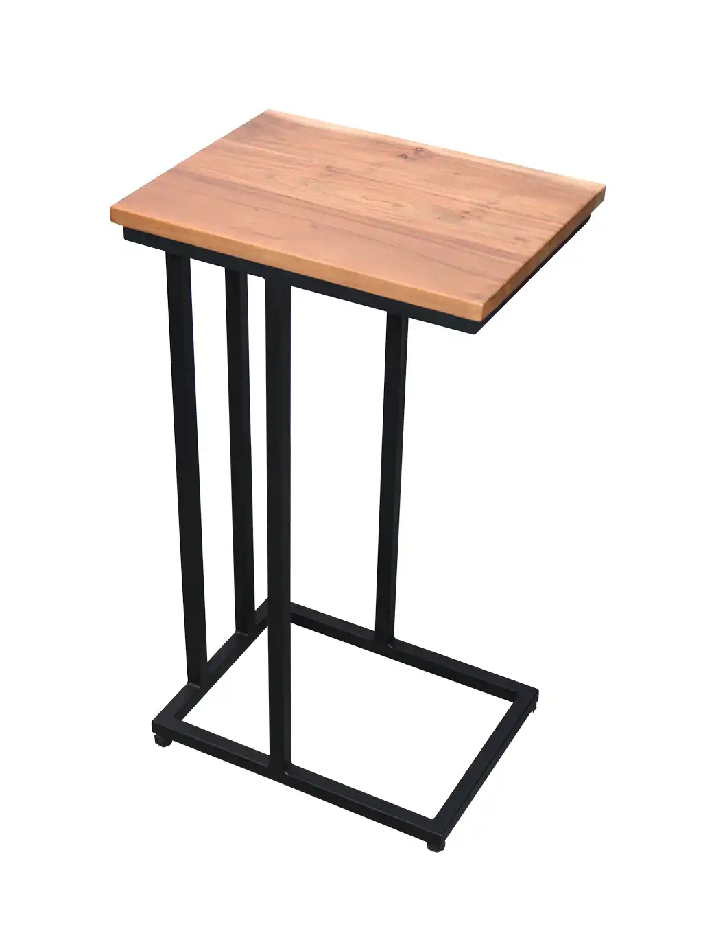 Acacia wood coffee table with black metal base