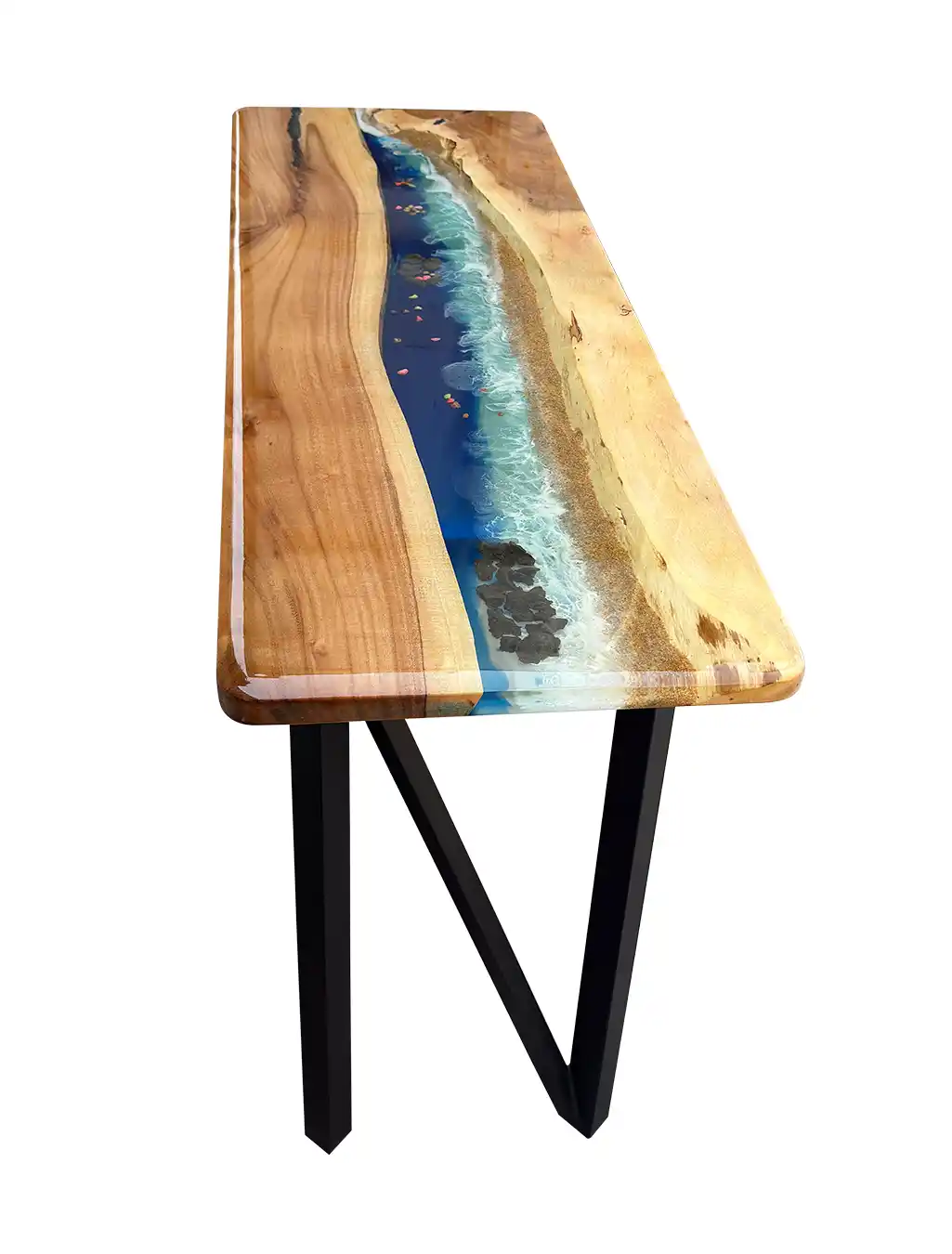 Acacia wood console table for entryway