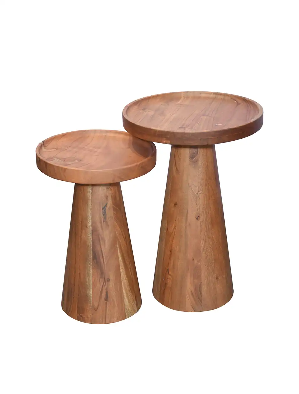 Cone-shaped solid wood side table