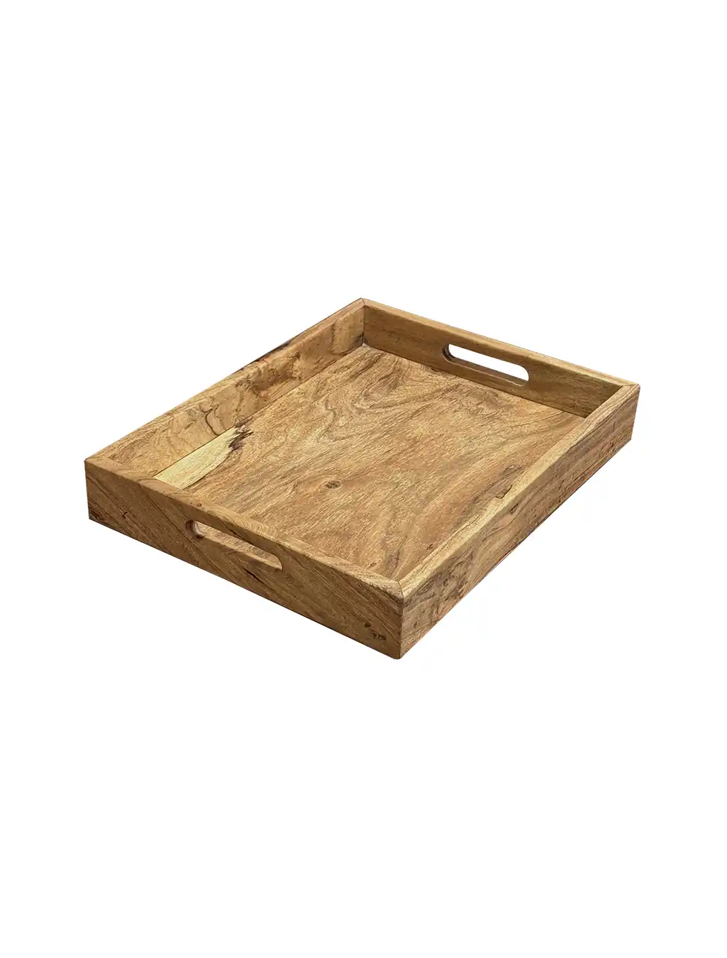 Natural wood serving tray for tea and coffee