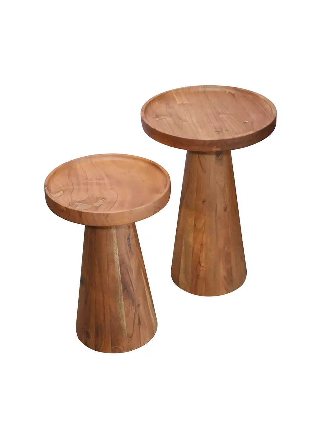 Round raised-edge solid wood side table
