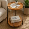 Round tray-top coffee table solid acacia wood