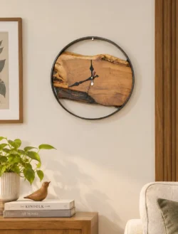 Solid Acacia wood live edge wall clock