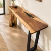Solid Rose Wood Console Table With Waterfall Leg Design