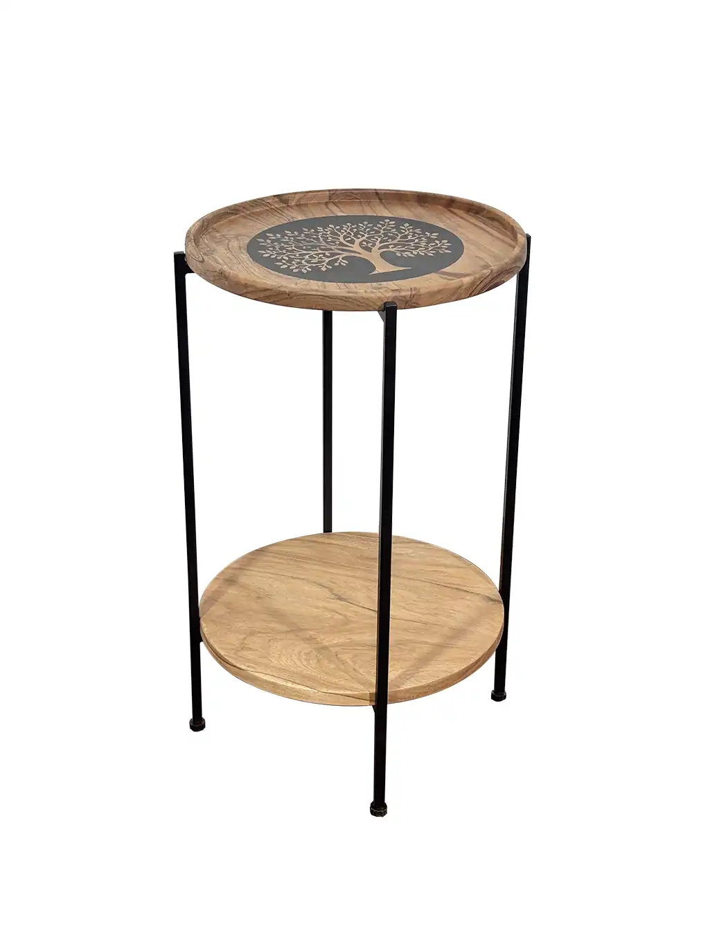 Wood Tray Shape Side Table with Black Epoxy