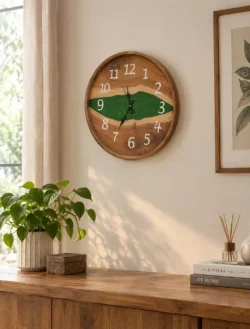 wooden epoxy wall clock
